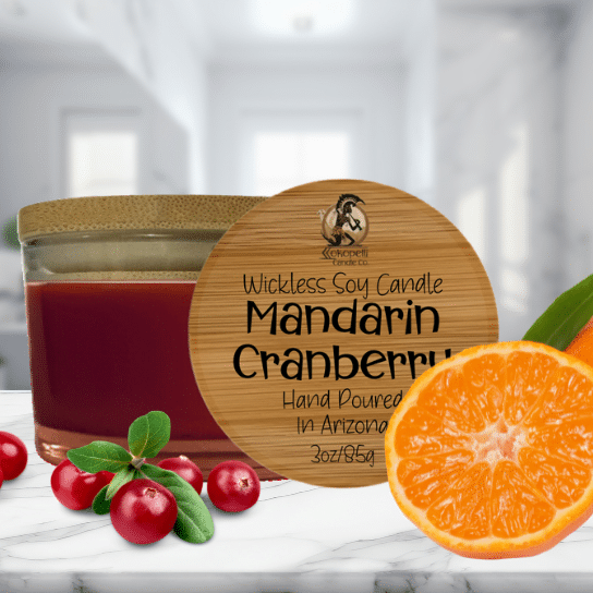 Mandarin Cranberry 3oz Wickless Candle Kokopelli Candle Co.