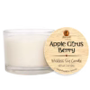 Apple Citrus Berry wickless soy candle in a clear glass vessel with creamy white soy wax and a natural wood lid, hand poured in Arizona.