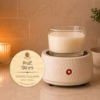 3 oz Fruit Slices wickless soy candle warming on a modern electric candle warmer, handcrafted by Kokopelli Candle Co. in Arizona.