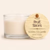 Fruit Slices wickless soy candle in a clear glass vessel with creamy white soy wax and a natural wood lid, hand poured in Arizona.