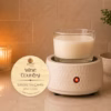 3 oz Wine Country wickless soy candle warming on a modern electric candle warmer, handcrafted by Kokopelli Candle Co. in Arizona.